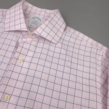 Brooks Brothers Shirt Mens 15 4/5 Pink Check Regent Fit Non Iron Cotton 1818