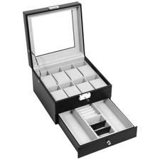 Caja de Reloj de 2 Capas 8 Ranuras Cuero PU Joyería Estuche de Reloj Organizador