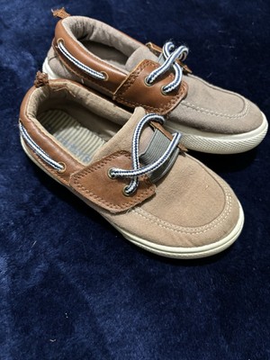 Boys Casual Brown Canvas Slip-On Shoes, Size 9 Easy On And Off