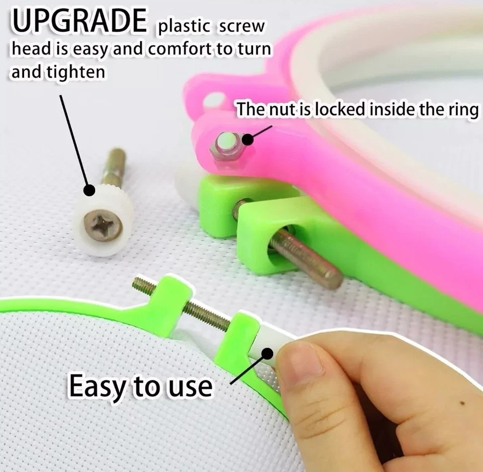 Plastic Embroidery 6 Rings Hoops + Tools For Cross Stitch / Tapestry Frame - Image 2 of 4