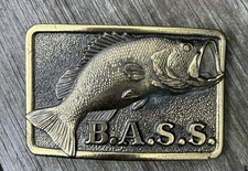 BASS Belt Buckle Bass Anglers Sportsman Society Fishing Vtg 80s