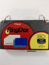 Mead RingDex 80 Index Cards 3x5 Inch with Dividers  Rings - Black, New Sealed