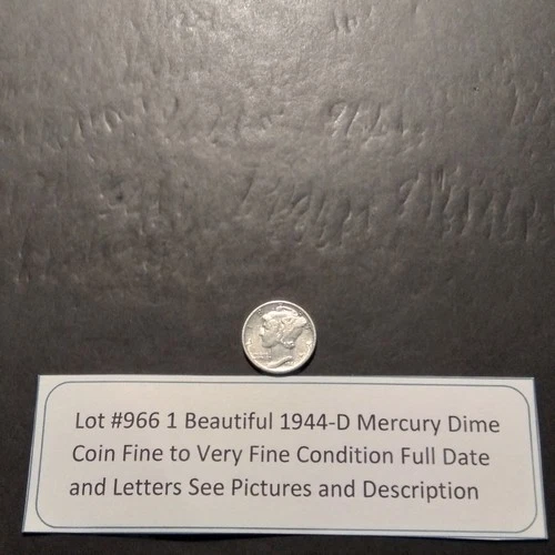 Lot #966 One Beautiful 1944-D Mercury Dime F-VF See Pictures Description of Coin