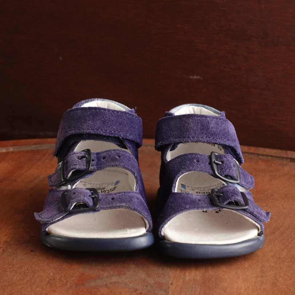 Daumling Sandals Infant Size 20 Age 10-16 Months Blue Leather Adjustable Shoes - Image 3 of 4