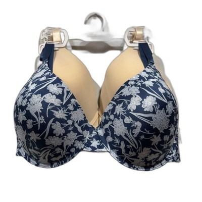 NWT Isaac Mizrahi Bras 2 Pack Floral T Shirt Nude Navy Underwire 42DD Women Set