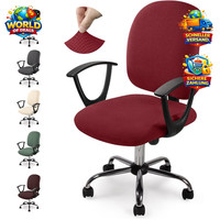 BüRostuhl Bezug Waschbar Elastisch Jacquard Universal Drehstuhl Bezug Rot 2Er