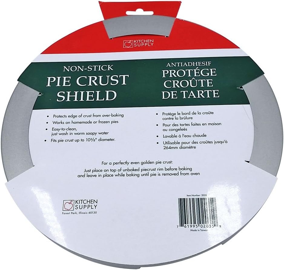 Adjustable Silicone Pie Crust Shield Round 10 3/8 in Gray for Baking Kitchen