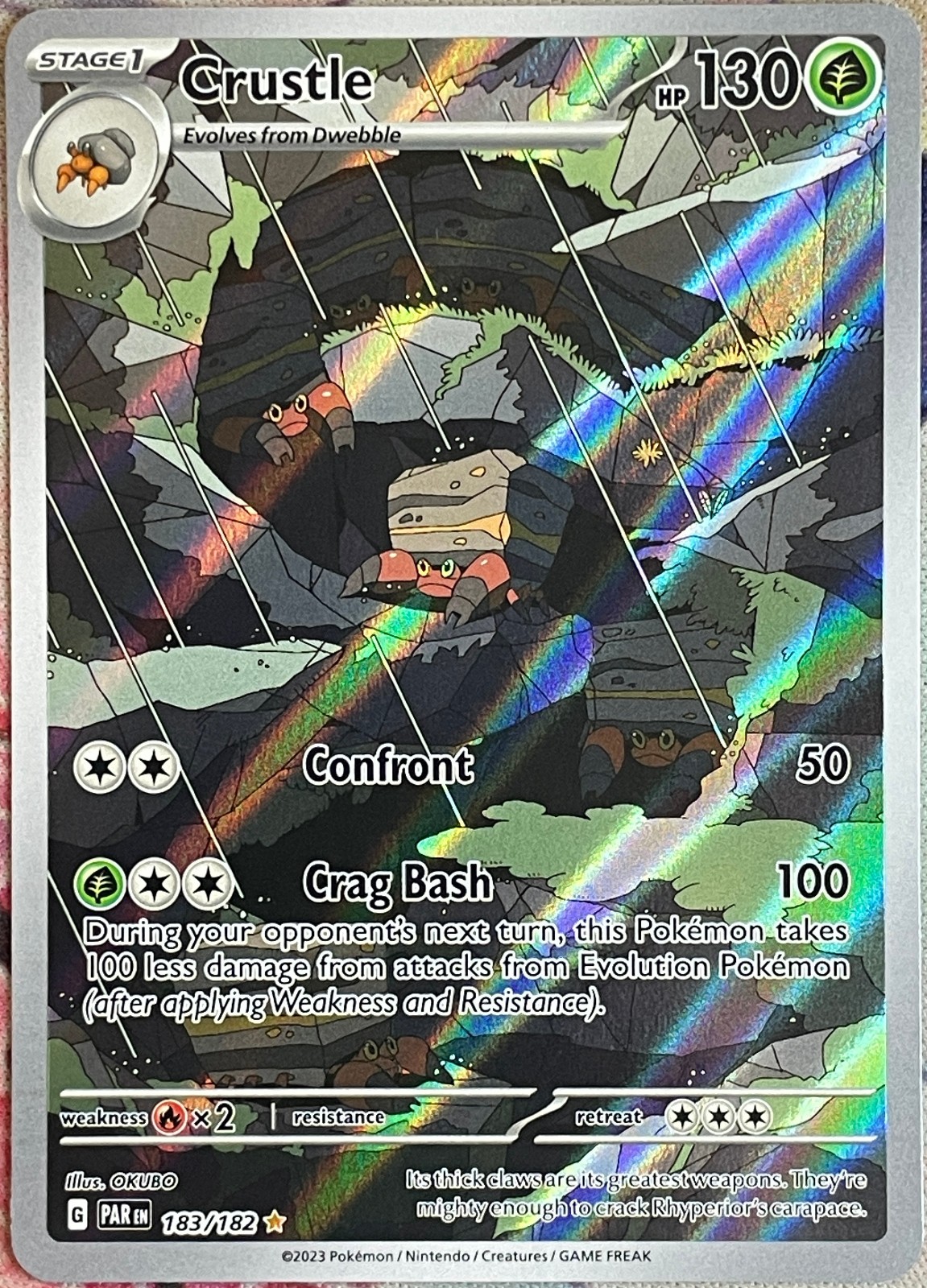 Crustle Illustration Rare Holo - 183/182 - Paradox Rift Pokemon 2023