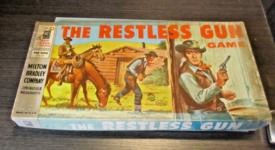 1959 Milton Bradley The Restless Gun Wild West Board Game 4905 Marbles Money