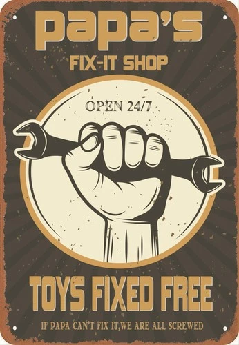 Funny Decorations For Man Cave Garage Wall, Vintage Tin Sign Papa's fix-it sh...