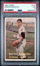 1957 Topps #212 Rocky Colavito PSA 3 RC Rookie Cleveland Indians UER  (2543)