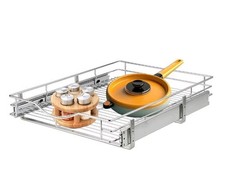 1 Tier Pull Out Cabinet Organizer 11" W x 21" D Heavy-Duty Metal Sliding Dr...