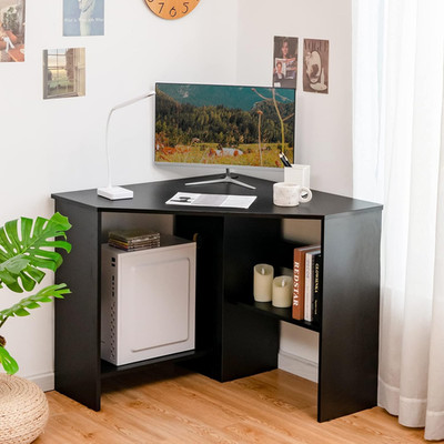 Corner Desk, 90 Degrees Triangle Computer Desk for Small Space, Bedroom Corner M