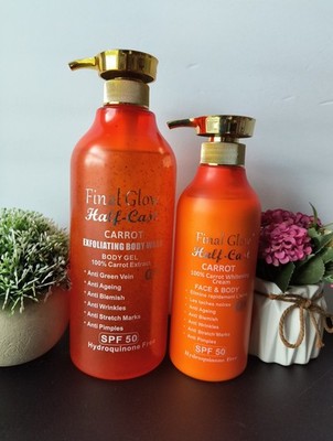 2pcs. Final Glow Half-C Exfoliating Shower Gel 1000ml & Face & Body Milk Lotion 