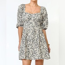 Greylin Ellie Pintucked Poplin Mini Floral Dress Small