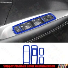 For Dodge Journey 2011-17 Blue 4Pc Window Switch Button Trim Cover Carbon Fiber