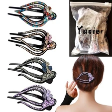 Yusier 4PCS Heart Style Ponytail Duckbill Clips with Headdresses Plum Blossom 