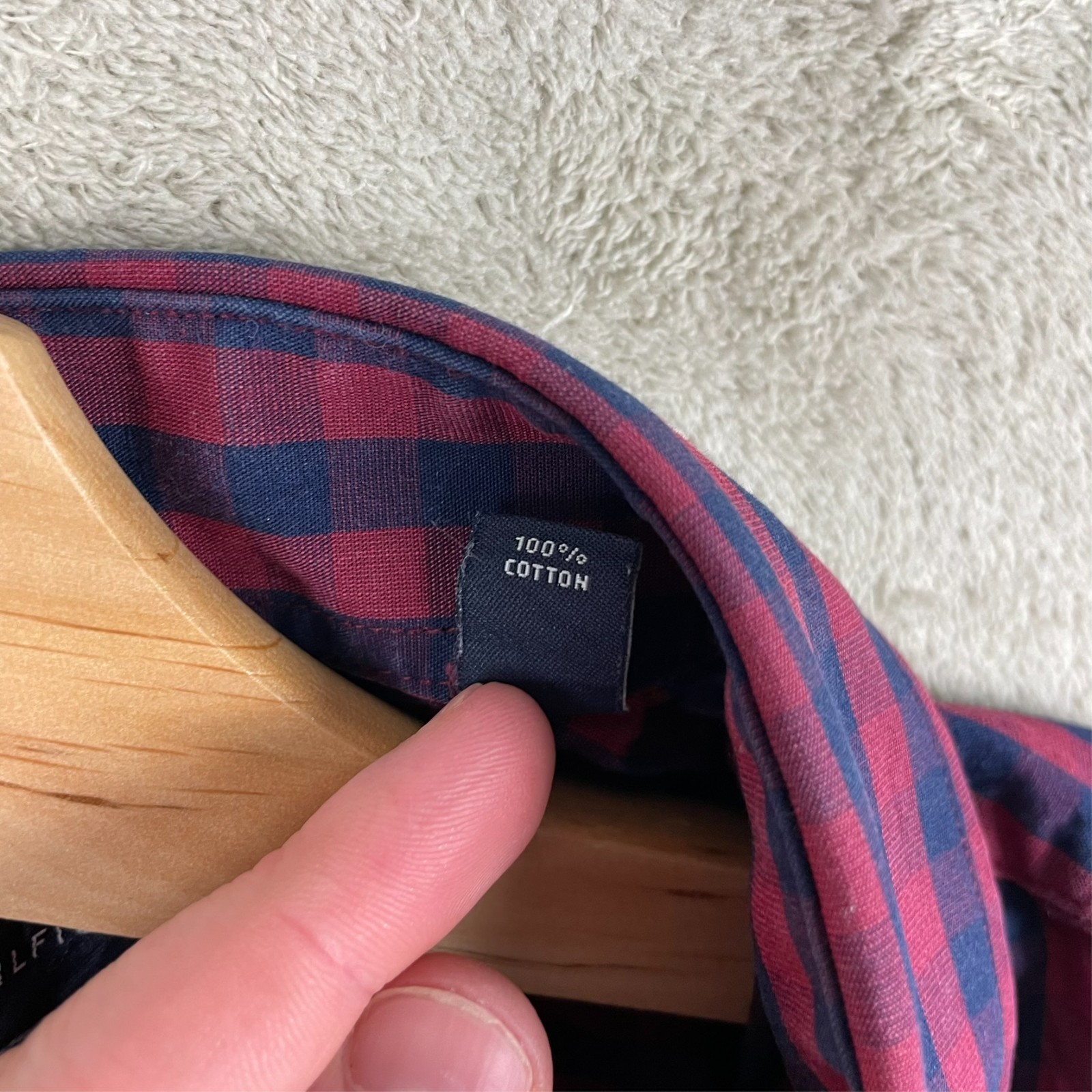 Men's Tommy Hilfiger Check Slim Fit Long Sleeve Collar Shirt Size L Large Cotton thumbnail 4