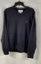 NWT Original Penguin by Munsingwear Black V-Neck Cotton Sweater Men's Size L