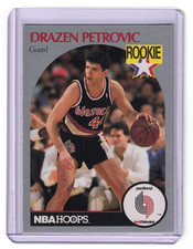 1990-91 NBA Hoops Drazen Petrovic #248 (RC) Portland Trailblazers Rookie Card. rookie card picture
