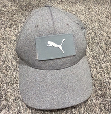 PUMA Golf Hat Cap Gray Adjustable Solid Polyester Embroidered Logo