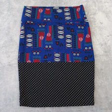 LuLaRoe Cassie Skirt Medium Blue Geometric Knee Length Pull On Pencil