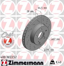 2x Bremsscheibe SPORT Z ZIMMERMANN 400.3653.52 f&uuml;r MERCEDES KLASSE W204 SLK W212
