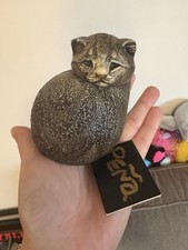 2000 WINDSTONE Editions Stone Kitty Cat Figurine 3.5"  Rustic Brown Pena