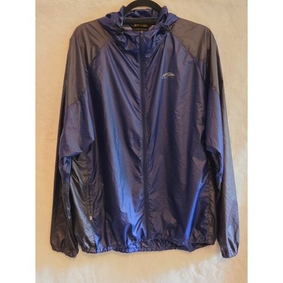GoLite Mens Large Blue Grey Hooded Windbreaker Jacket Full Zip Lightweight