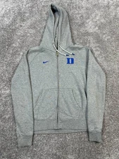 Duke Blue Devils Hoodie Mens Medium Nike Gray Ncaa Full Zip Fleece *