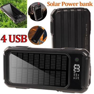 Super 90000mAh 4USB LED Portable Charger Solar Power Bank Battery for Cell Phone