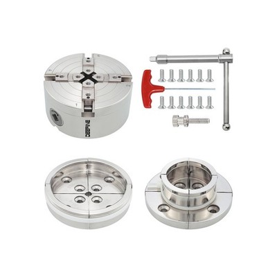 4 Inch Wood Lathe Chuck Set 1-1/4''- 8 tpi thread, Nickel Plated Self Centerin...