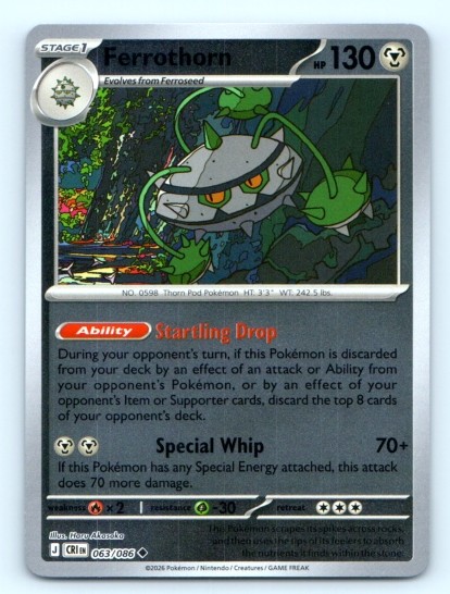Ferrothorn 063/086 ~ Reverse Holo English Near Mint