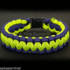 Purple & Neon Yellow Paracord Rope Emergency Survival Bracelet - Made in the USA