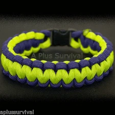 Purple & Neon Yellow Paracord Rope Emergency Survival Bracelet - Made in the USA