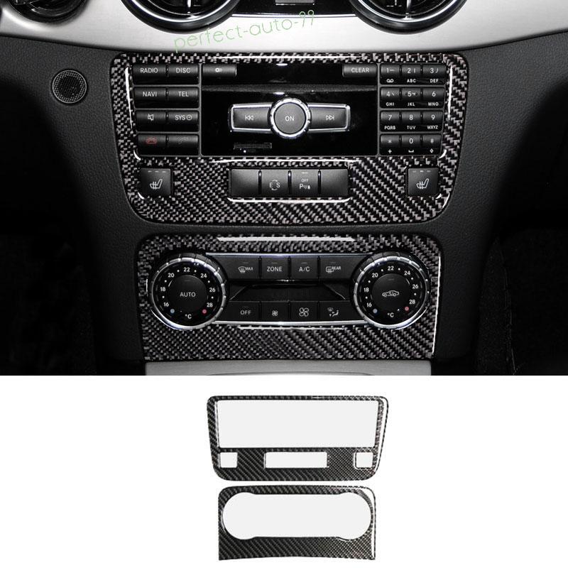 For Benz GLK 2013-2015 Vinyl Real Carbon Fiber Console AC CD Button Control Trim