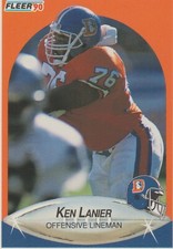KEN LANIER 1990 CARD #27 Fleer Rookie Denver Broncos. rookie card picture