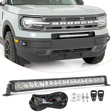 For Ford Bronco Sport Lower Bumper 20" Single Row LED Light Bar Slim+ Wiring 12V
