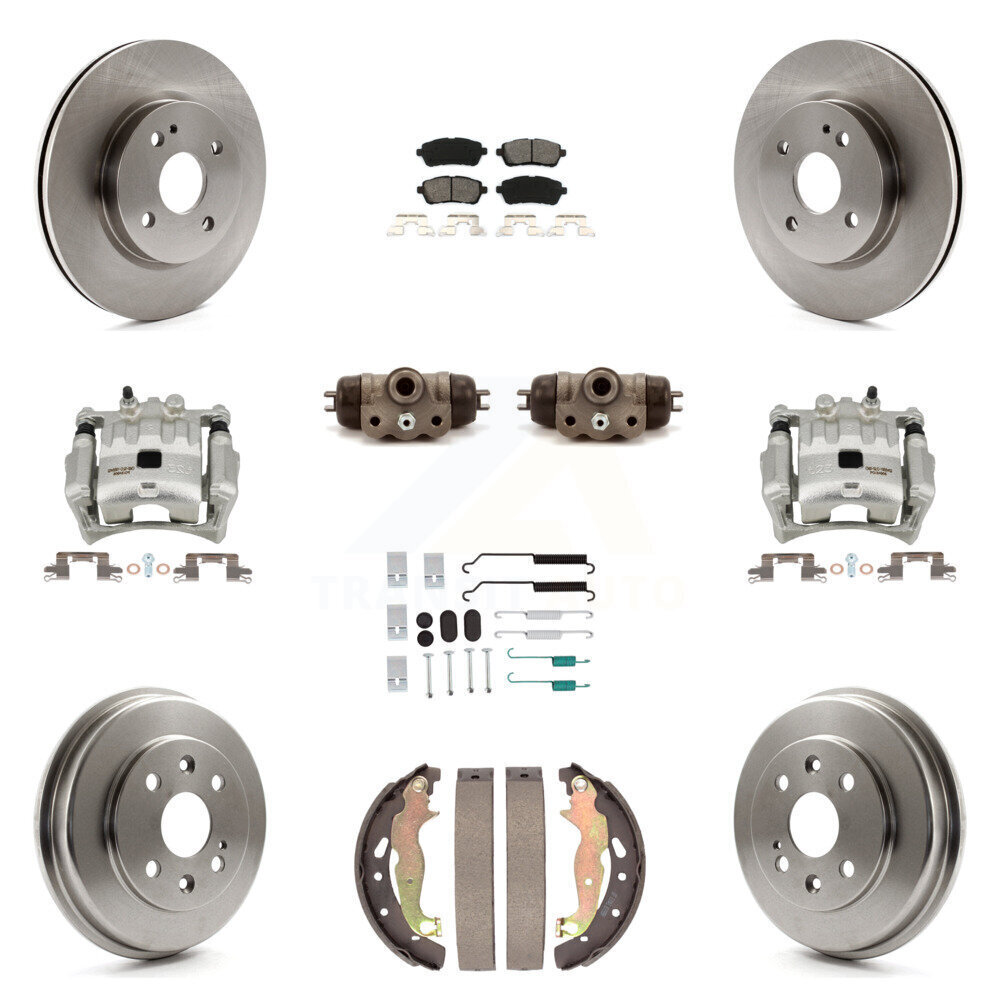 Front and Rear Disc Brake Caliper Rotor Drum Semi-Metallic Pad Shoe Cylinder Kit for Enhanced Braking Performance