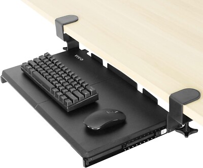 VIVO schwarz kleine Klemm-Computer Tastatur und Maus unter Schreibtisch Schieberegler Tablett