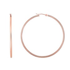 14k Rose Gold 2mm x 55mm 2" Hinged Hoops Earrings 3.3 grams