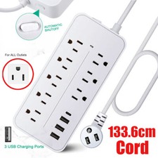 Multi Outlet Wall Mountable USB Surge Protector Power Strip 8 Outlet Plugs 12in1