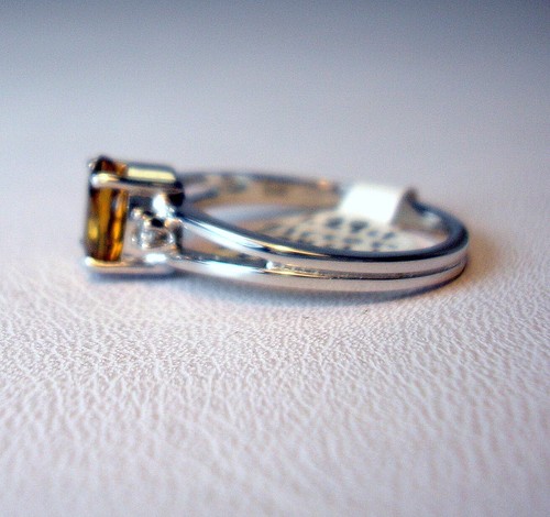1.29 ct Oval Natural Golden Zircon & Diamonds 10K White Gold Ring Was $775 Video - Picture 4 of 12