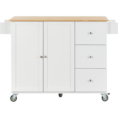 Drop Leaf Rolling Kitchen Island Trolley Cart Storage Cabinet With Spice Rack - Picture 8 of 33