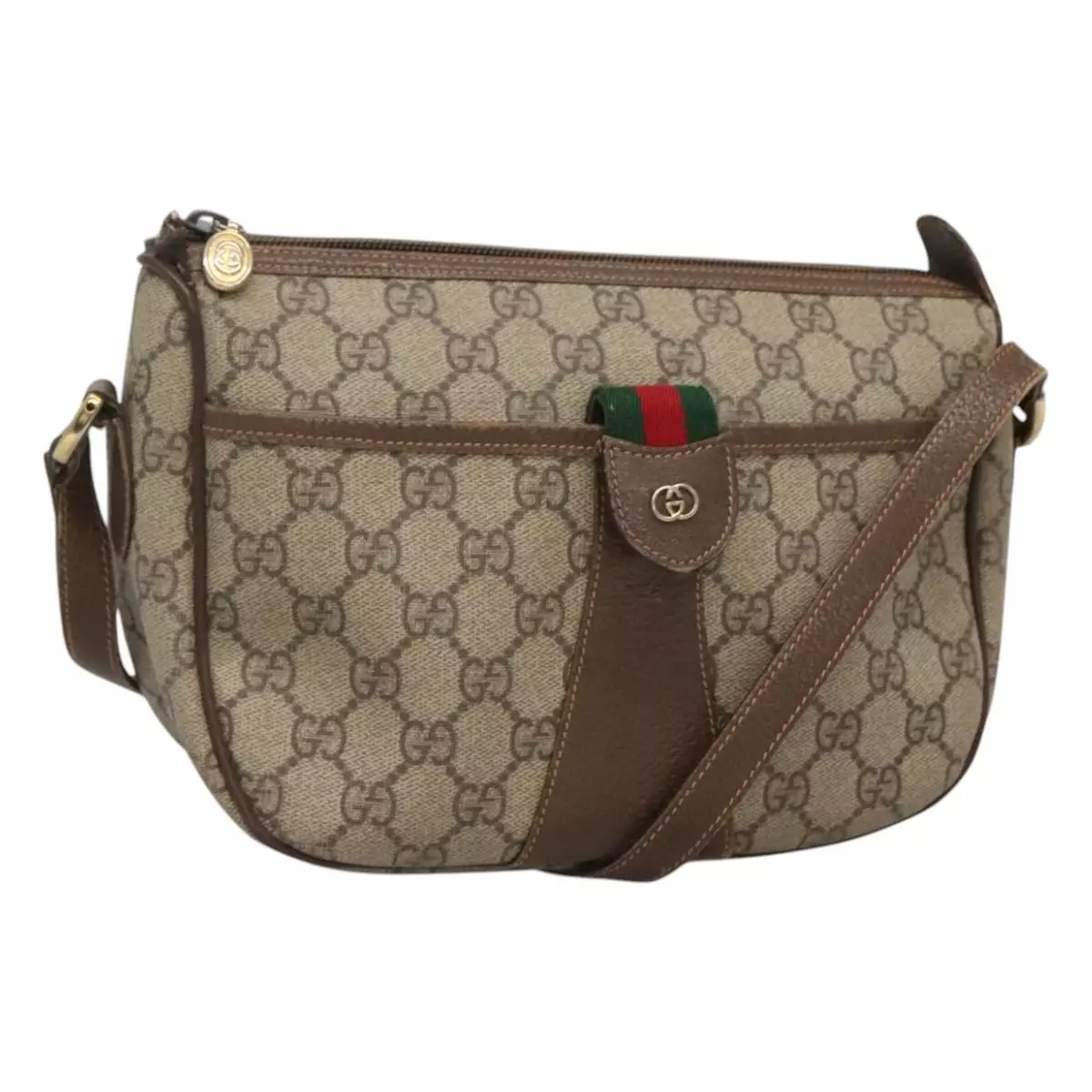 Sac à bandoulière GUCCI GG Supreme Web Sherry Line PVC beige or rouge authentique 115099