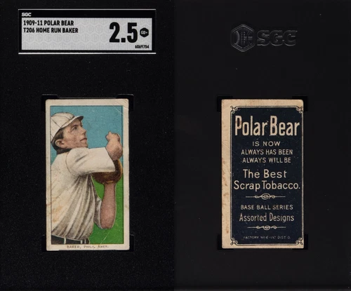 1909-11 T206 Frank Home Run Baker Philadelphia A's HOF SGC 2.5 ***Polar Bear***