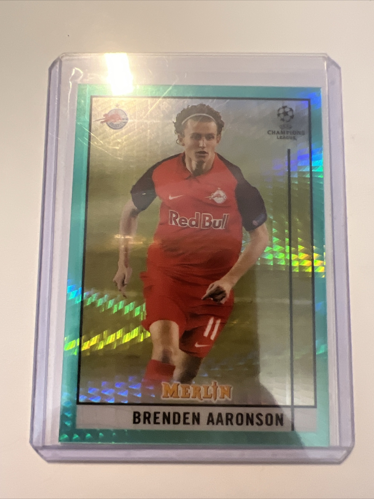 2020-21 Topps Merlin Chrome UEFA Brenden Aaronson Aqua Prism #76