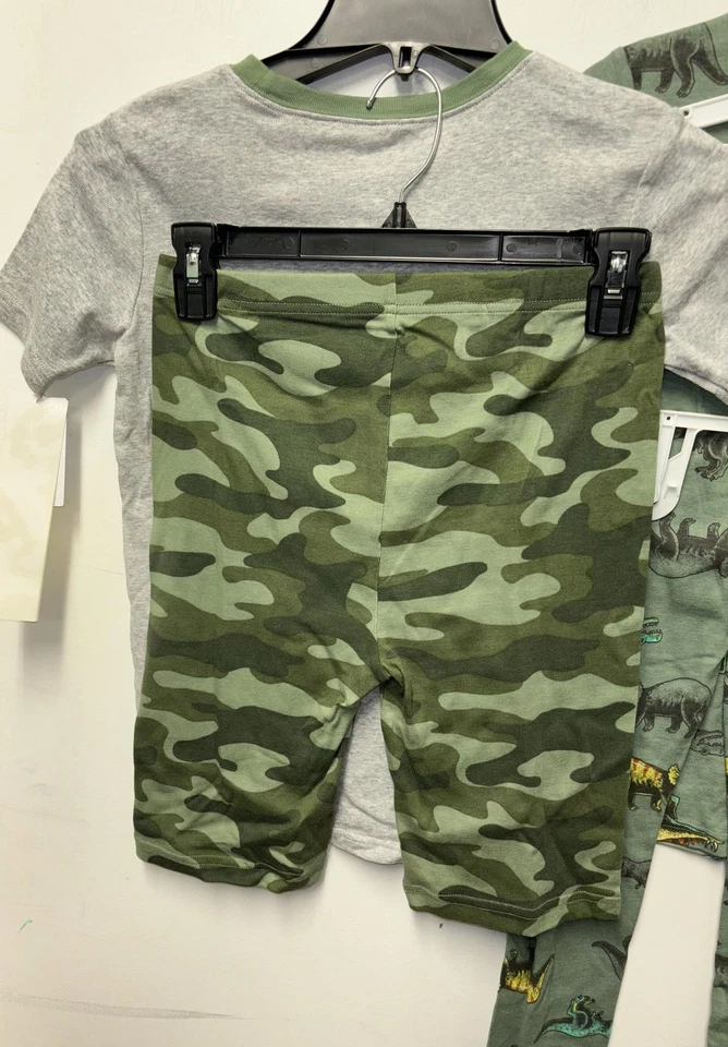 Juego de pijama de algodón de 4 piezas de ajuste ceñido Carter's para niños dinosaurio/verde/camuflaje talla 12 Foto 3 de 4