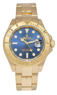 Rolex Yacht-Master 18k Yellow Gold Blue Dial Mens 40mm Watch P