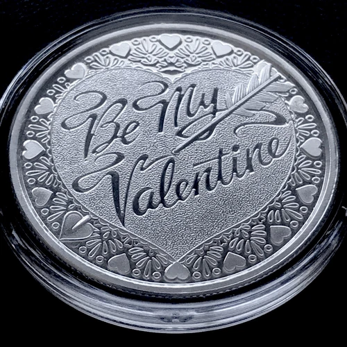 Be My Valentine Heart 1 oz 999 Silver Round Love SweetHeart Cupid Arrow